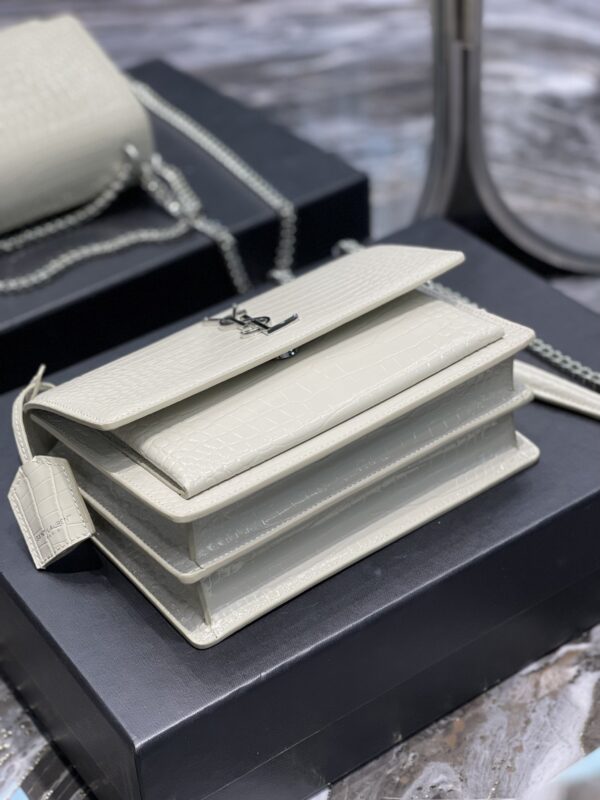 [REP 1:1] Saint Laurent Sunset Medium Chain Bag For Women 8.6in/22cm White YSL 442906DND0N9207