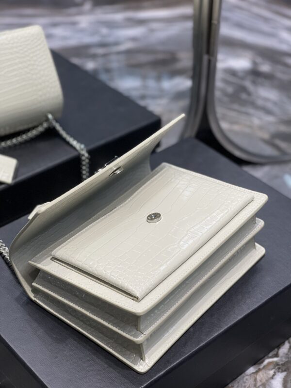 [REP 1:1] Saint Laurent Sunset Medium Chain Bag For Women 8.6in/22cm White YSL 442906DND0N9207