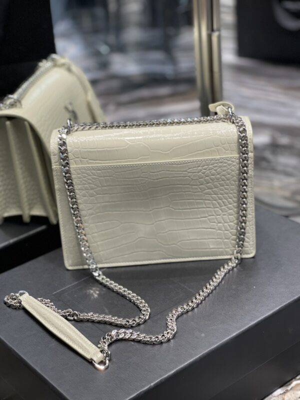 [REP 1:1] Saint Laurent Sunset Medium Chain Bag For Women 8.6in/22cm White YSL 442906DND0N9207