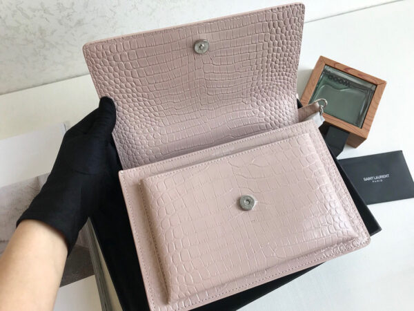 [REP 1:1] Saint Laurent Sunset Medium Chain Bag Light Pink For Women 8.6in/22cm YSL 442906DND0N1202