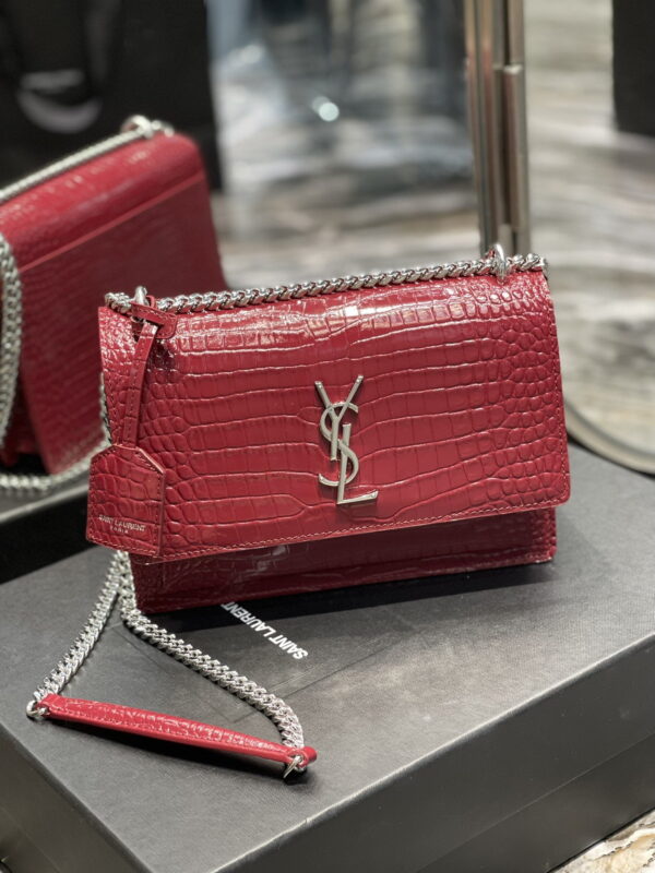 [REP 1:1] Saint Laurent Sunset Medium Chain Bag Red For Women 8.6in/22cm YSL