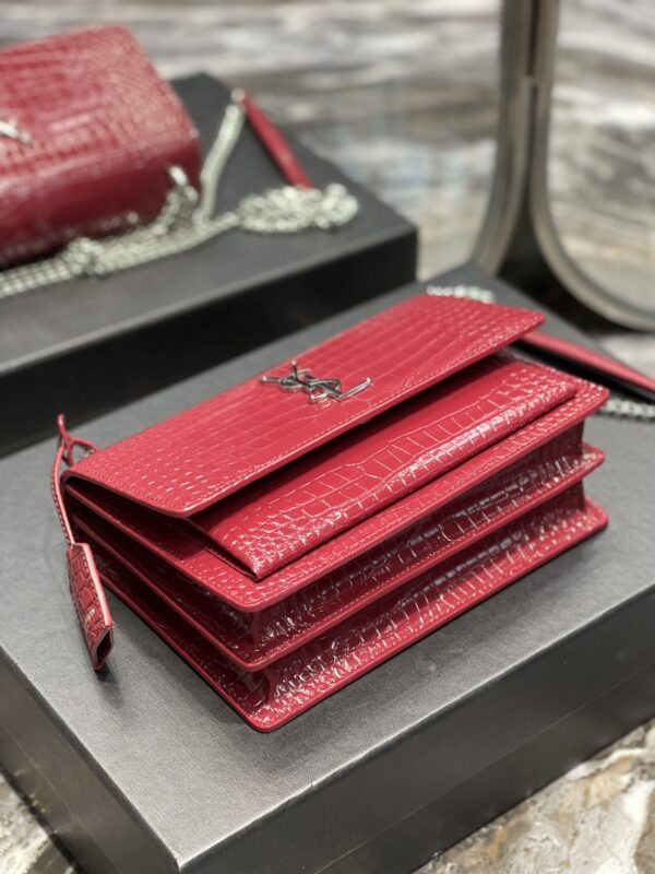 [REP 1:1] Saint Laurent Sunset Medium Chain Bag Red For Women 8.6in/22cm YSL