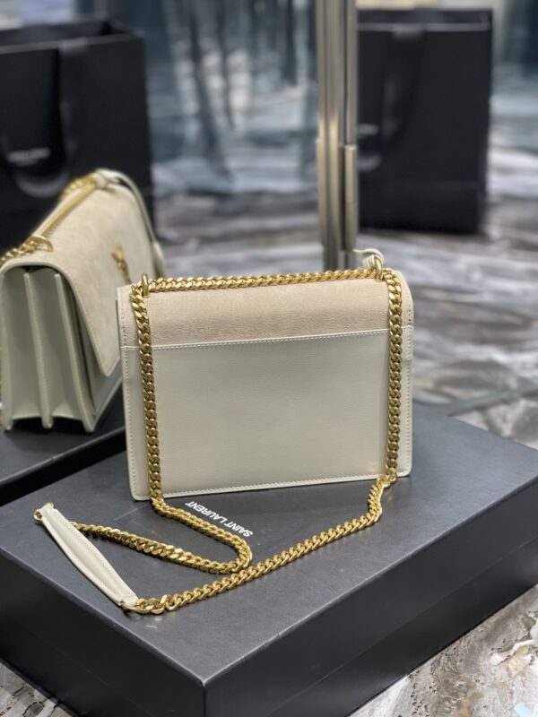 [REP 1:1] Saint Laurent Sunset Medium Chain Bag White For Women 9.8in/22cm YSL