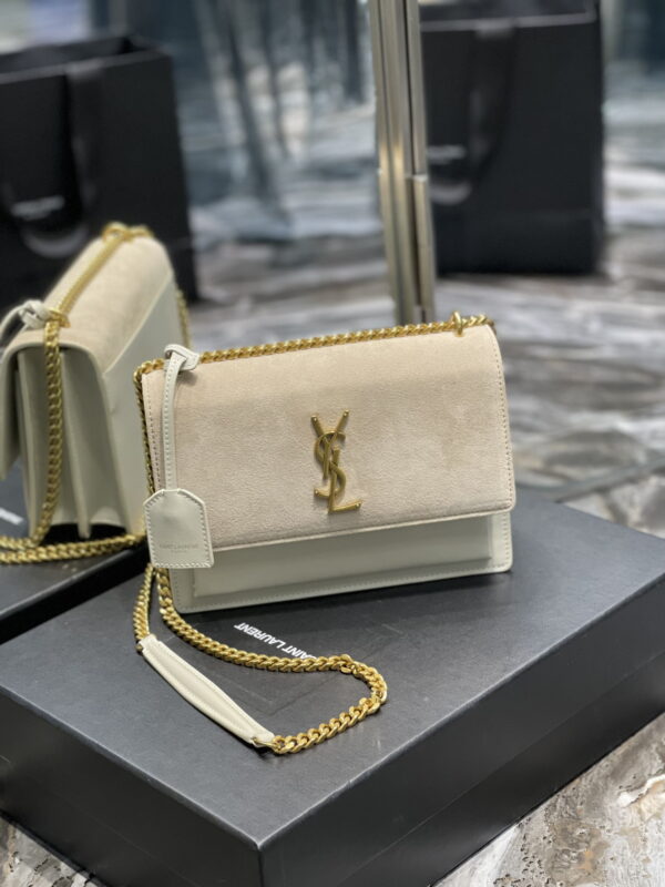 [REP 1:1] Saint Laurent Sunset Medium Chain Bag White For Women 9.8in/22cm YSL