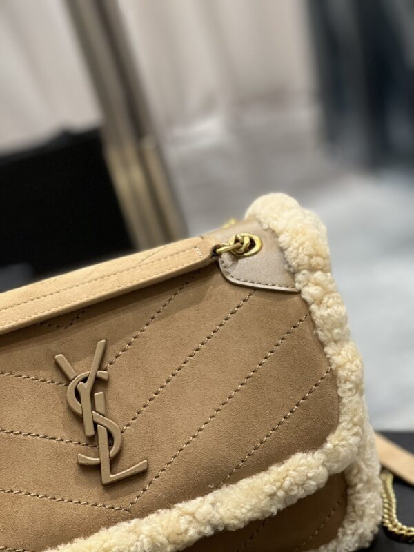 [REP 1:1] Saint Laurent Taupe Shearling Medium Niki Bag Brown For Women, Women's Bags 8.66in/22cm YSL‎