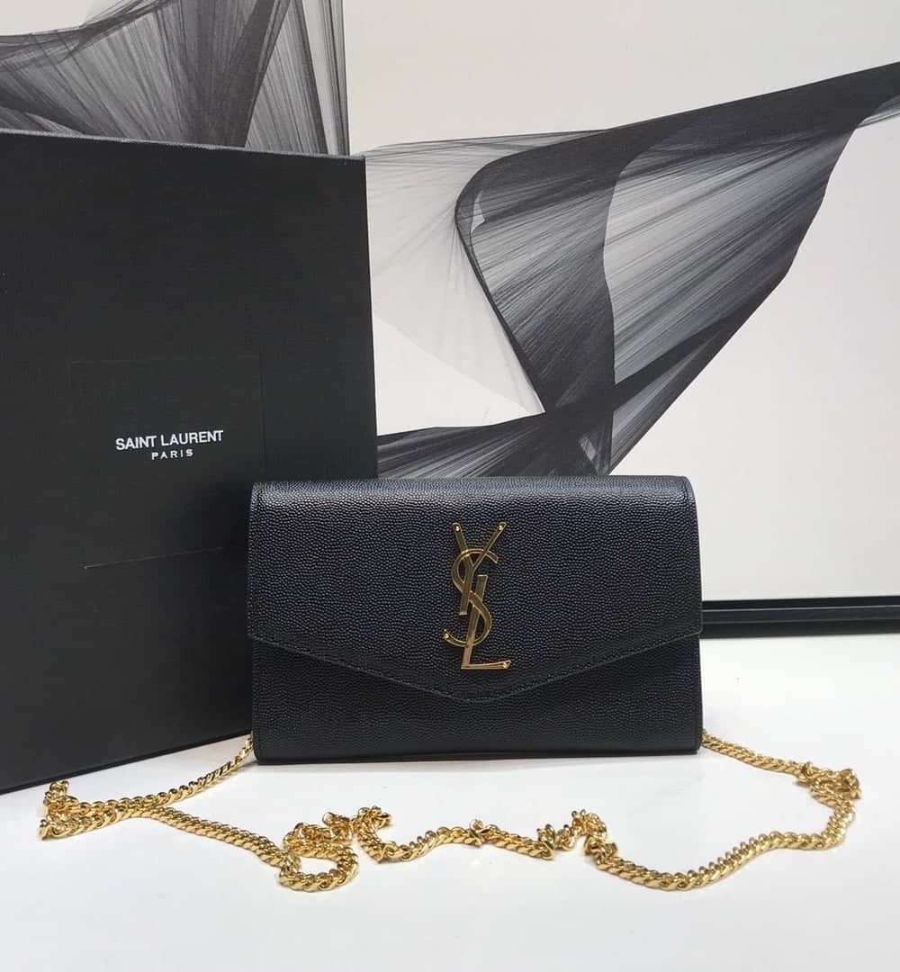 [REP 1:1] Saint Laurent Uptown Chain Wallet Black For Women 7.4in/19cm YSL 6077881GF0J1000