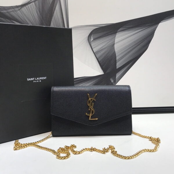 [REP 1:1] Saint Laurent Uptown Chain Wallet Black For Women 7.4in/19cm YSL 6077881GF0J1000