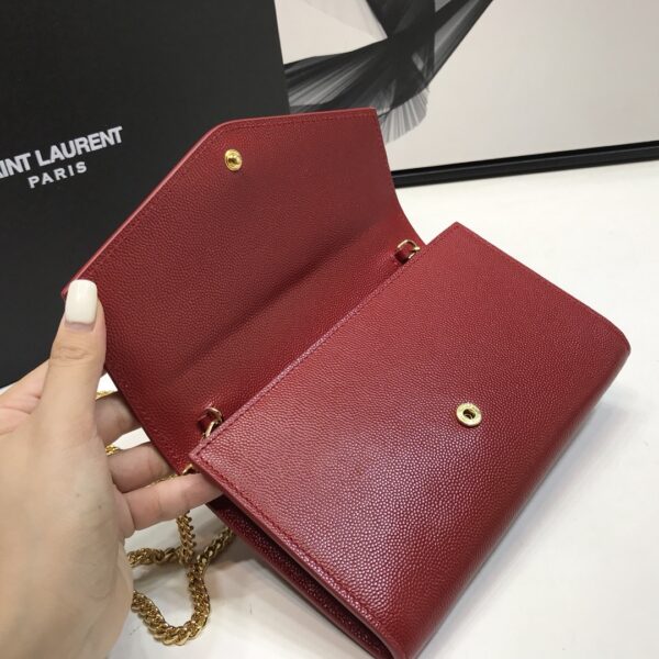 [REP 1:1] Saint Laurent Uptown Chain Wallet Red For Women 7.4in/19cm YSL