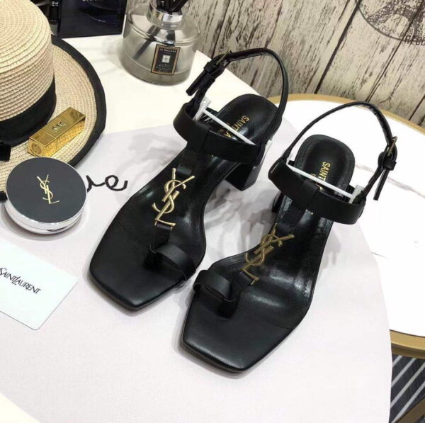 Saint Laurent Women's Cassandra Heeled Sandals Black For Women YSL 658198DWETT1000