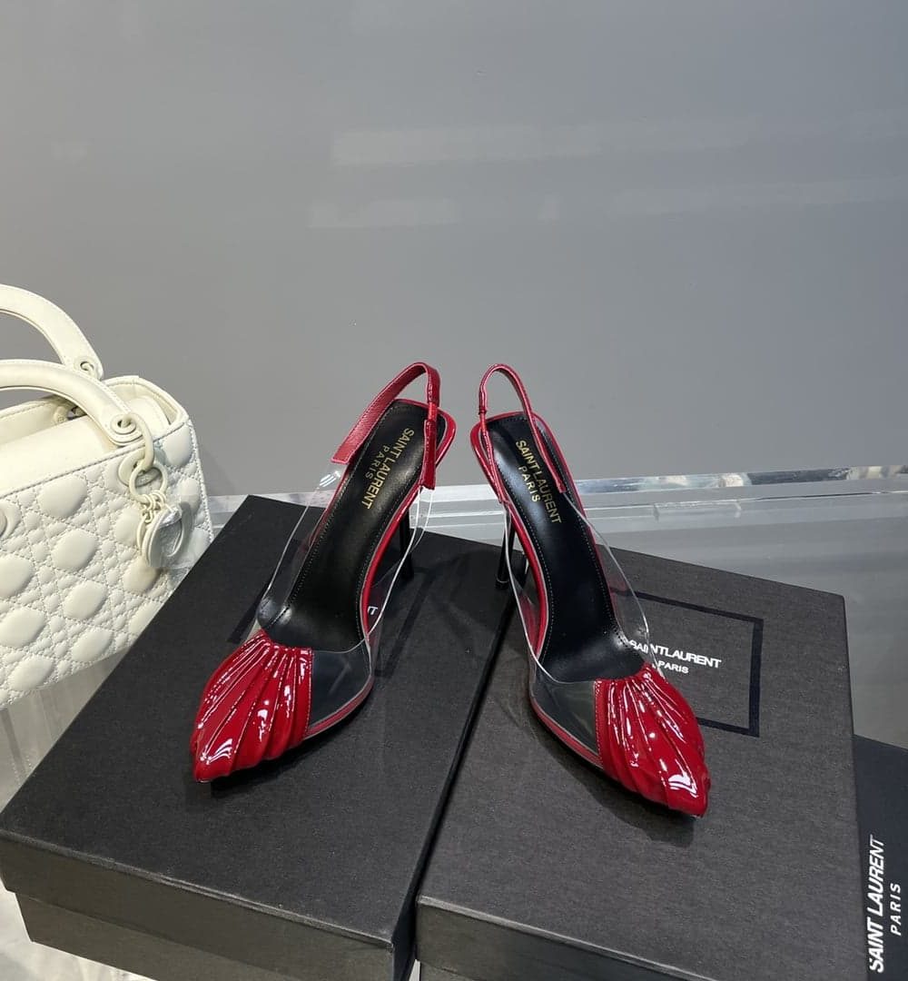 Saint Laurent Women's Chica Slingback Pumps Red For Women YSL