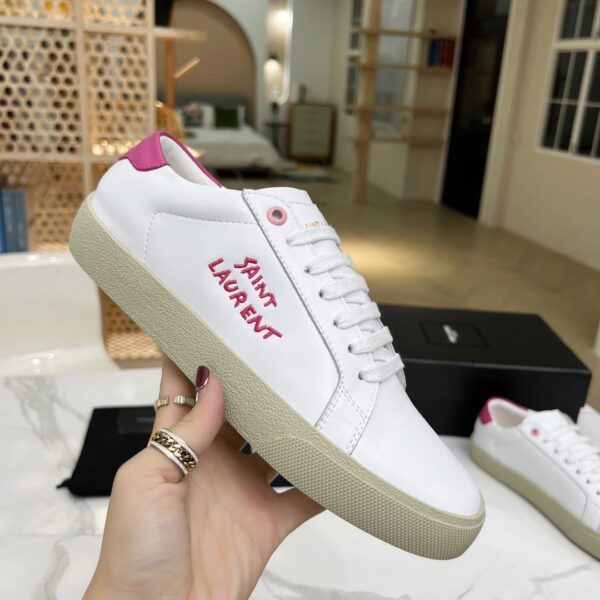 Saint Laurent Women's Court Classic Sl/06 Embroidered Sneakers Pink For Women YSL