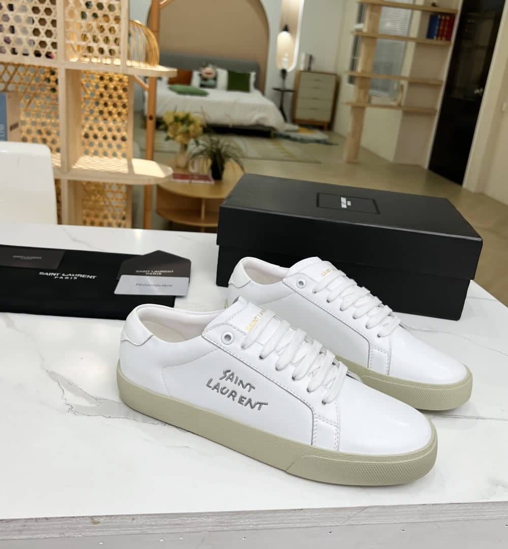 Saint Laurent Women's Court Classic Sl/06 Embroidered Sneakers White For Women YSL