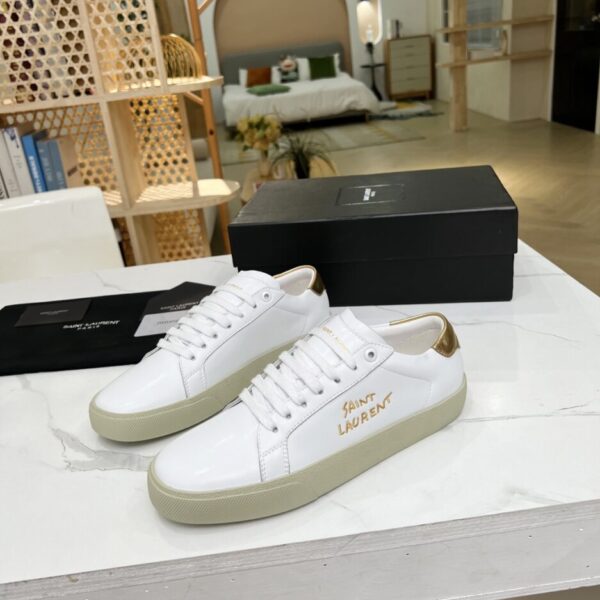 Saint Laurent Women's Court Classic Sl/06 Embroidered Sneakers Yellow For Women YSL