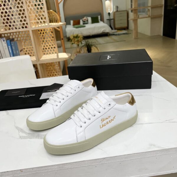 Saint Laurent Women's Court Classic Sl/06 Embroidered Sneakers Yellow For Women YSL