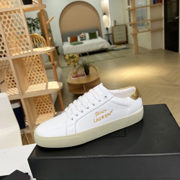 Saint Laurent Women's Court Classic Sl/06 Embroidered Sneakers Yellow For Women YSL