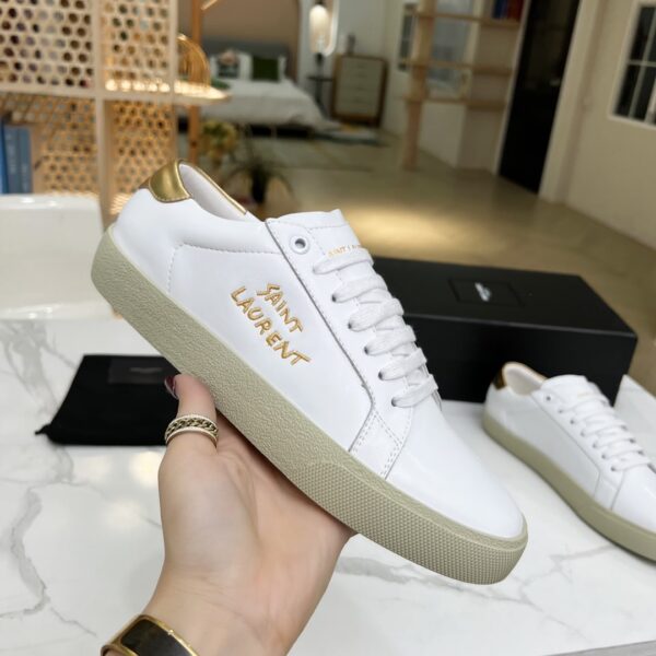Saint Laurent Women's Court Classic Sl/06 Embroidered Sneakers Yellow For Women YSL