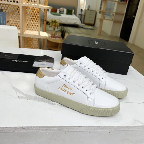 Saint Laurent Women's Court Classic Sl/06 Embroidered Sneakers Yellow For Women YSL