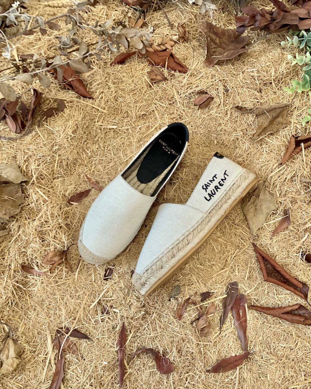 Saint Laurent Women's Saint Laurent Embroidered Espadrilles White For Women YSL