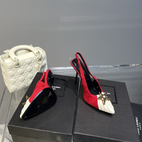 Saint Laurent Women's Silk Slingback Pumps Red For Women YSL