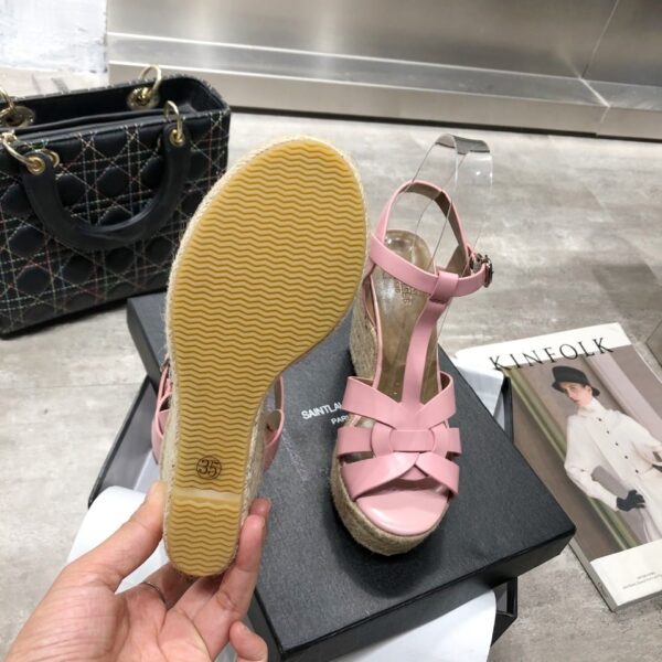 Saint Laurent Women's Tribute Espadrilles Wedge Pink For Women YSL