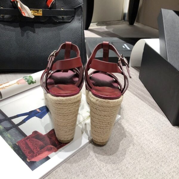 Saint Laurent Women's Tribute Espadrilles Wedge Reddish-Brown For Women YSL