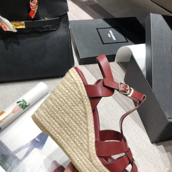 Saint Laurent Women's Tribute Espadrilles Wedge Reddish-Brown For Women YSL