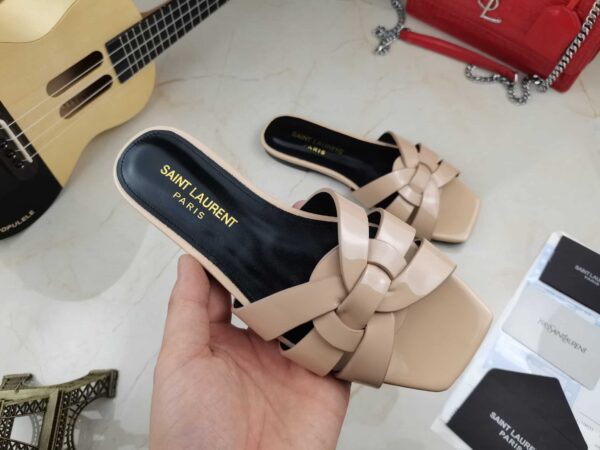 Saint Laurent Women's Tribute Flat Mules Beige For Women YSL 571952B8I009935