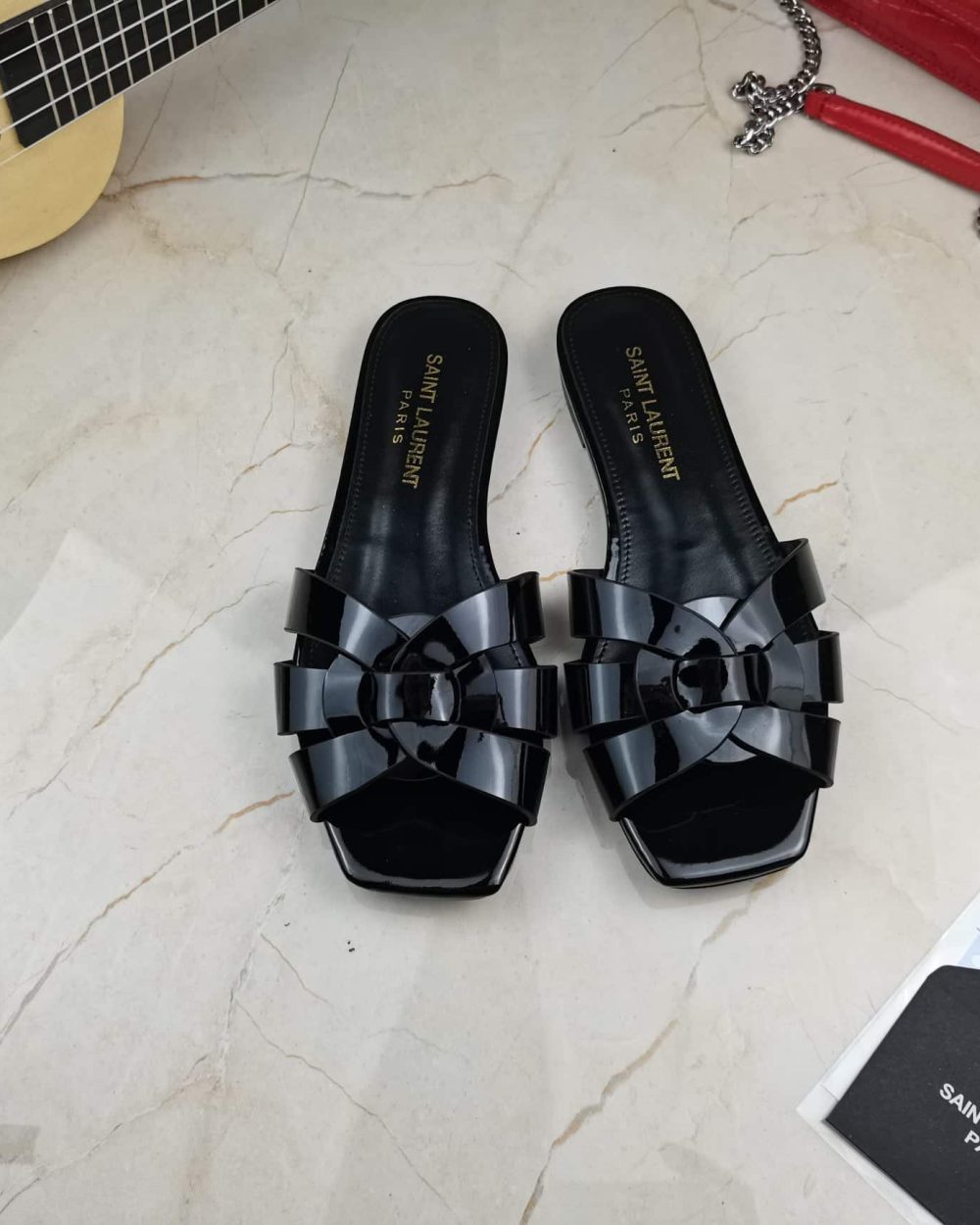 Saint Laurent Women's Tribute Flat Mules Black For Women YSL 571952B8I001000