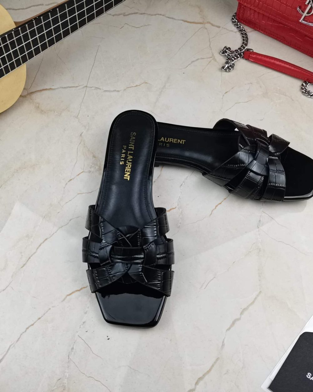 Saint Laurent Women's Tribute Flat Mules Black For Women YSL