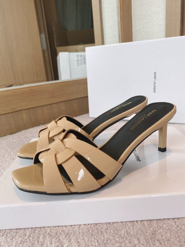 Saint Laurent Women's Tribute Heeled Mules Beige For Women YSL