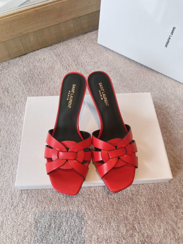 Saint Laurent Women's Tribute Heeled Mules Red For Women YSL