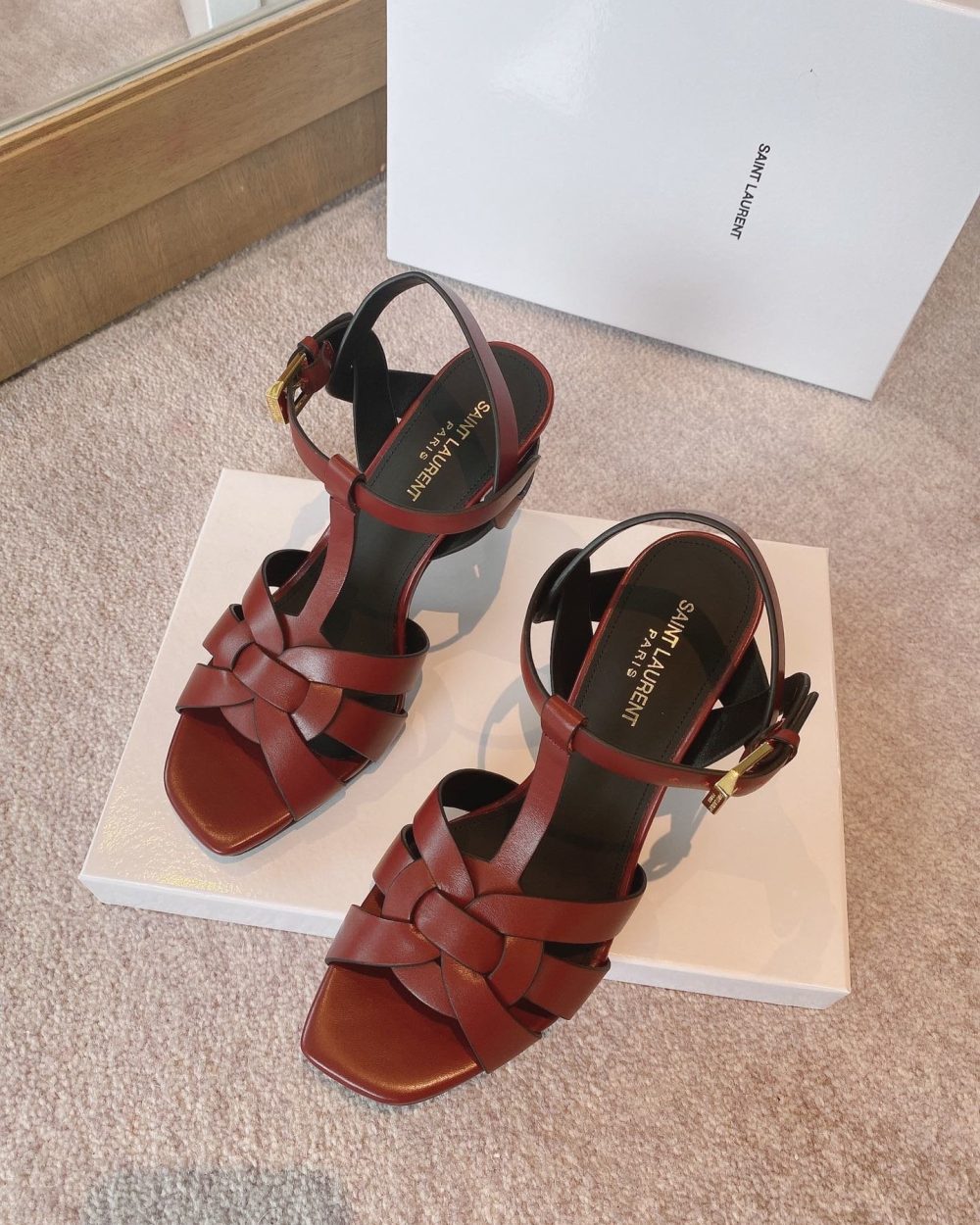 Saint Laurent Women's Tribute Sandals Red- Purple For Women YSL