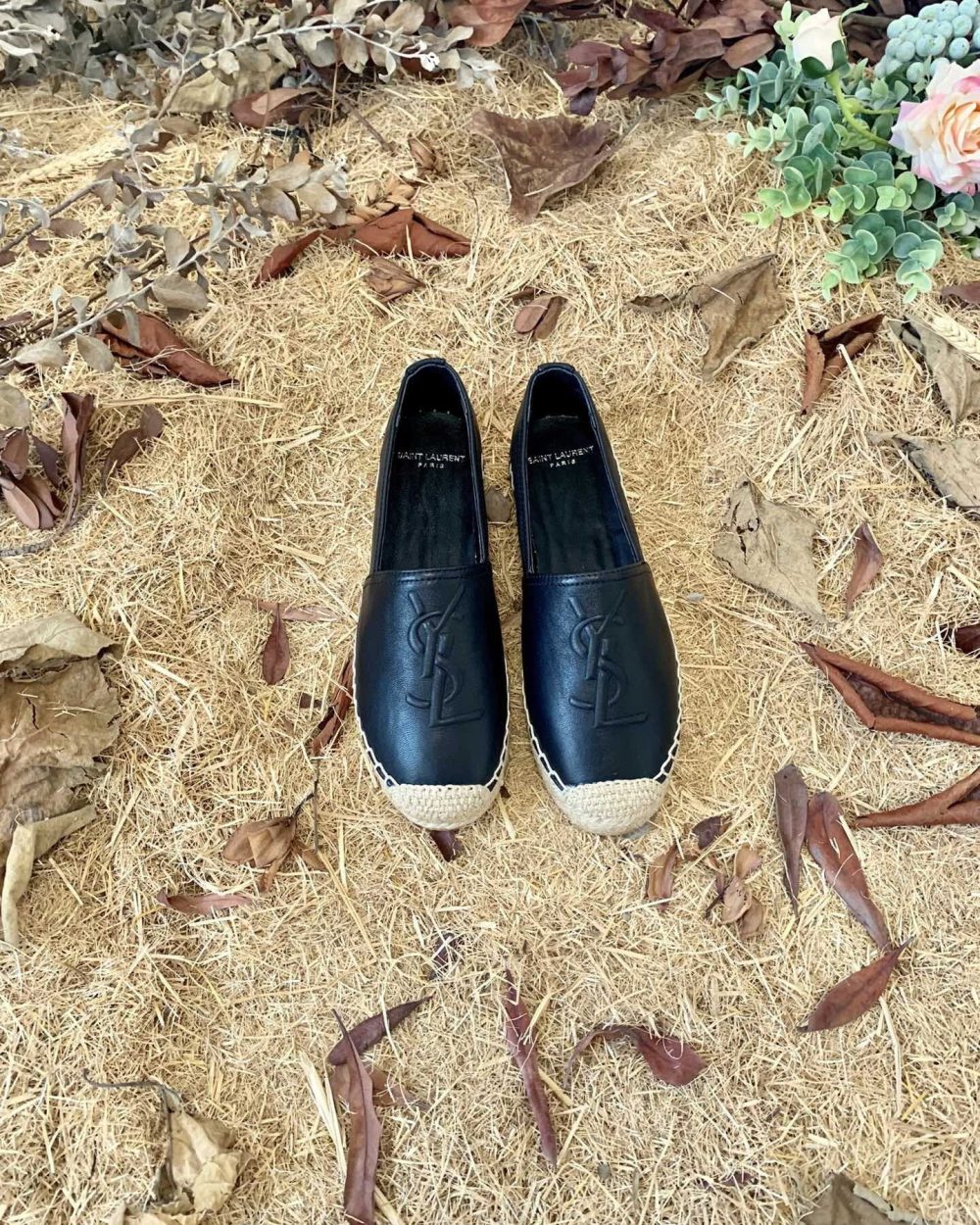 Saint Laurent Women's Ysl Embroidered Espadrilles Black For Women YSL 458573B34001000