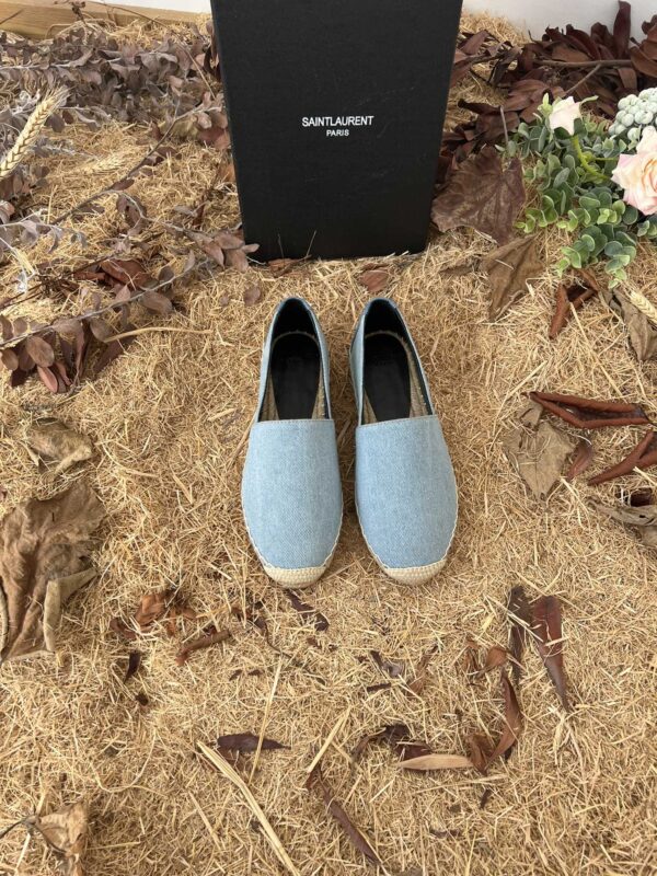 Saint Laurent Women's Ysl Embroidered Espadrilles Blue For Women YSL