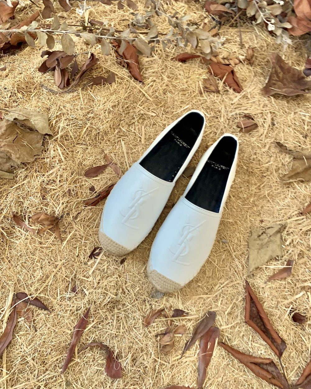 Saint Laurent Women's Ysl Embroidered Espadrilles White For Women YSL 4848900NO609030