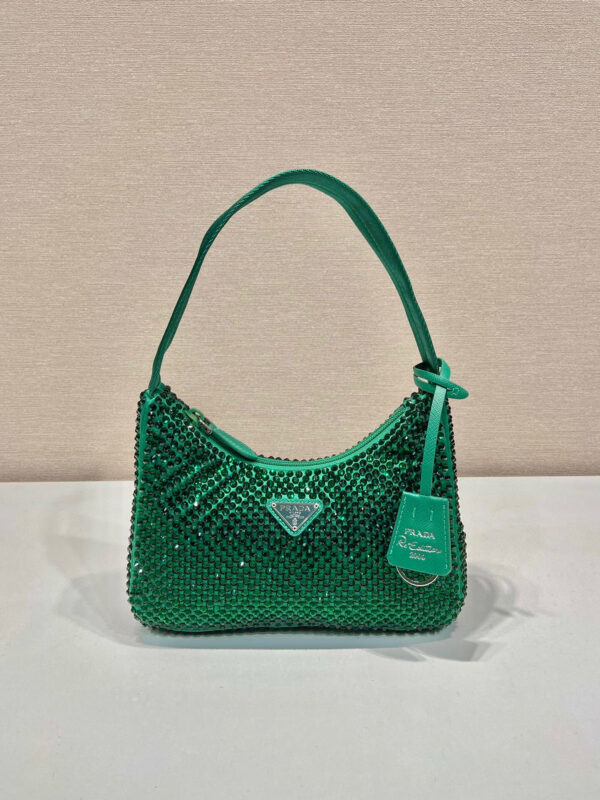 Satin Mini-Bag With Crystals In Green For Women 8.6in/ 22cm 1BC515_2AWL_F0458_V_OOO