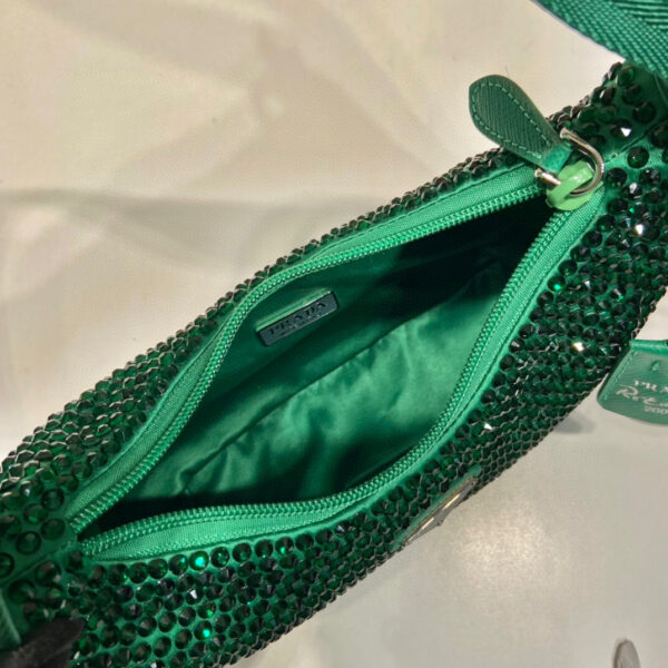 Satin Mini-Bag With Crystals In Green For Women 8.6in/ 22cm 1BC515_2AWL_F0458_V_OOO