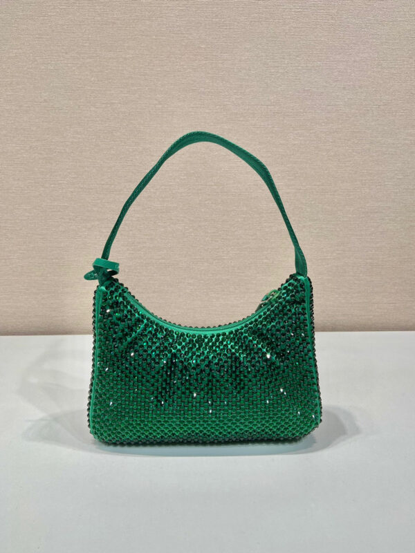 Satin Mini-Bag With Crystals In Green For Women 8.6in/ 22cm 1BC515_2AWL_F0458_V_OOO
