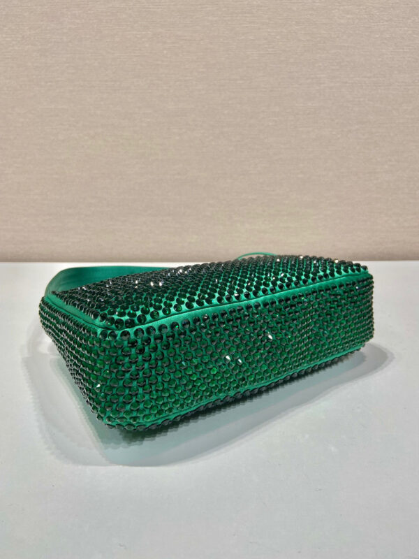 Satin Mini-Bag With Crystals In Green For Women 8.6in/ 22cm 1BC515_2AWL_F0458_V_OOO