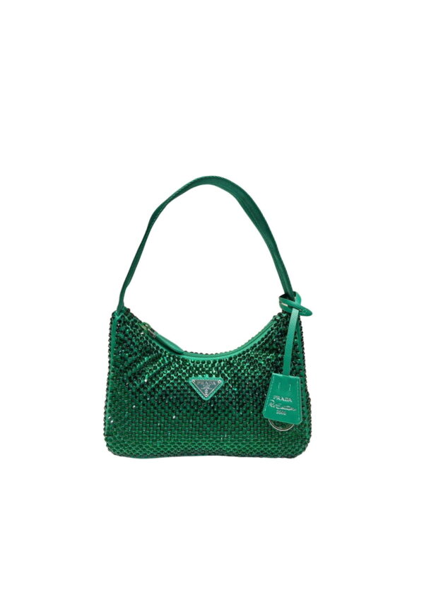 Satin Mini-Bag With Crystals In Green For Women 8.6in/ 22cm 1BC515_2AWL_F0458_V_OOO