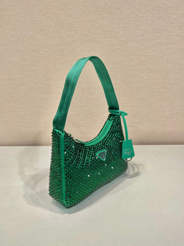 Satin Mini-Bag With Crystals In Green For Women 8.6in/ 22cm 1BC515_2AWL_F0458_V_OOO