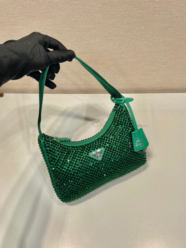 Satin Mini-Bag With Crystals In Green For Women 8.6in/ 22cm 1BC515_2AWL_F0458_V_OOO
