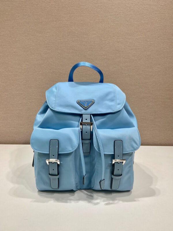 Small Re-Nylon Backpack In Blue For Women 11in/ 28cm 1BZ677_RV44_F0076_V_OOO