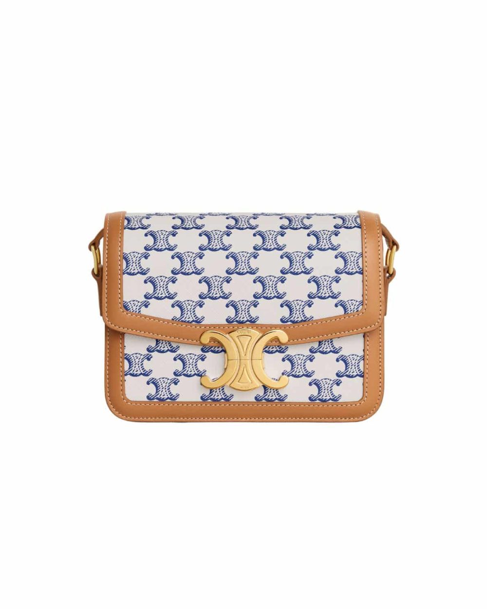 1:1 Replica Teen Triomphe Bag In Triomphe Canvas And Calfskin Blue For Women 188882BZ4.07BL