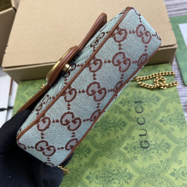 1:1 Replica GG SUPER MINI SHOULDER BAG Pale blue and brown canvas For Women 783141 FADAT 4941