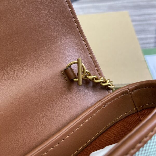 1:1 Replica GG SUPER MINI SHOULDER BAG Pale blue and brown canvas For Women 783141 FADAT 4941