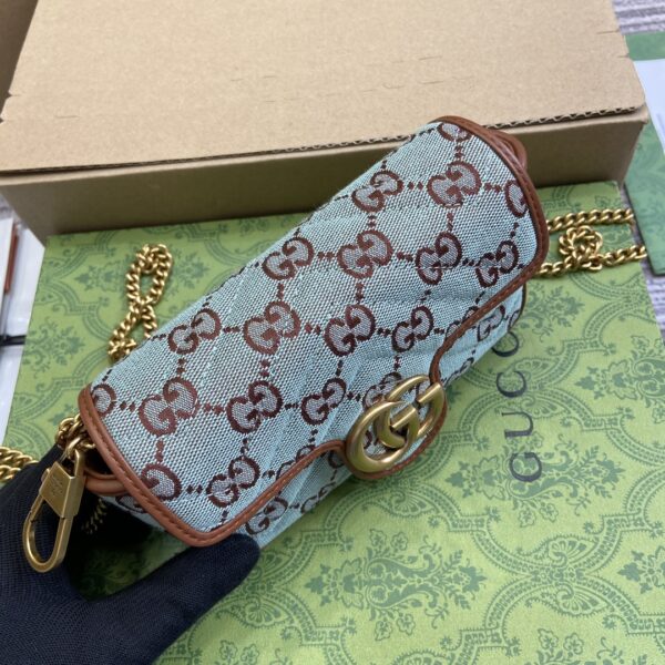 1:1 Replica GG SUPER MINI SHOULDER BAG Pale blue and brown canvas For Women 783141 FADAT 4941