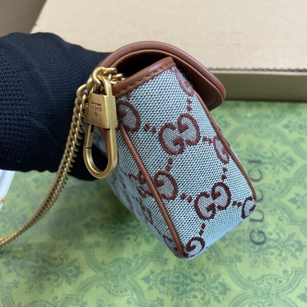 1:1 Replica GG SUPER MINI SHOULDER BAG Pale blue and brown canvas For Women 783141 FADAT 4941