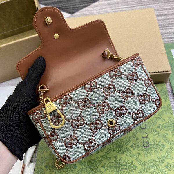 1:1 Replica GG SUPER MINI SHOULDER BAG Pale blue and brown canvas For Women 783141 FADAT 4941