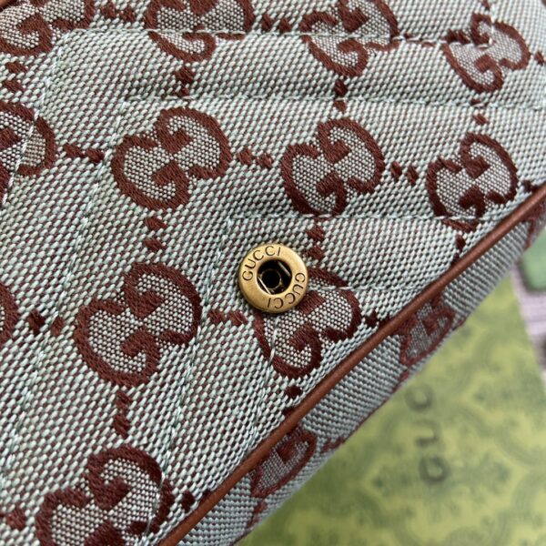1:1 Replica GG SUPER MINI SHOULDER BAG Pale blue and brown canvas For Women 783141 FADAT 4941